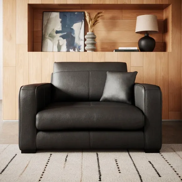 Snuggle Chair with Piped Detailing - Black, Leather image