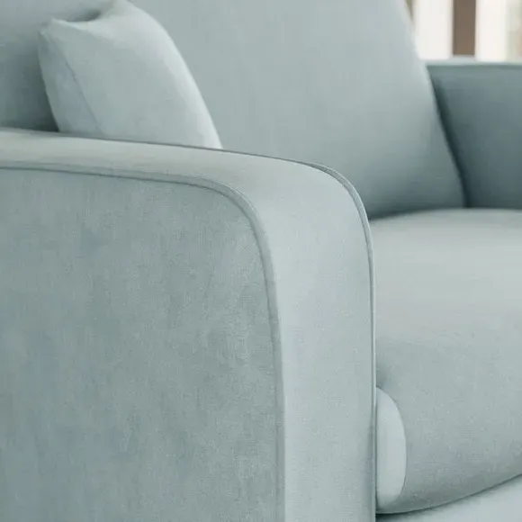 Snuggle Chair with Piped Detailing - Blue, Velvet