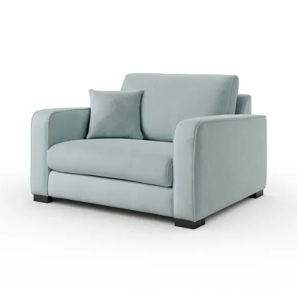 Snuggle Chair with Piped Detailing - Blue, Velvet