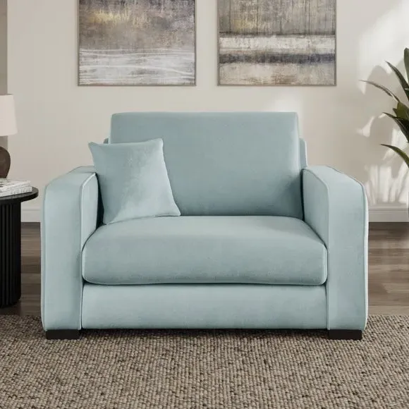 Snuggle Chair with Piped Detailing - Blue, Velvet image