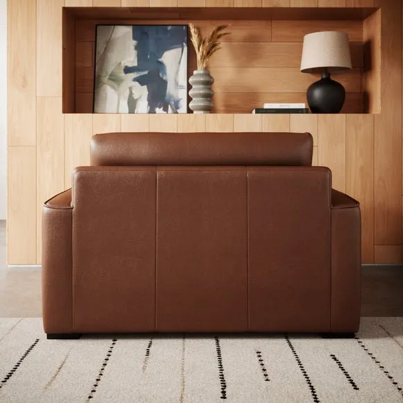 Snuggle Chair with Piped Detailing - Brown, Leather