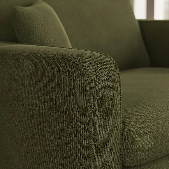 Snuggle Chair with Piped Detailing - Green, Boucle