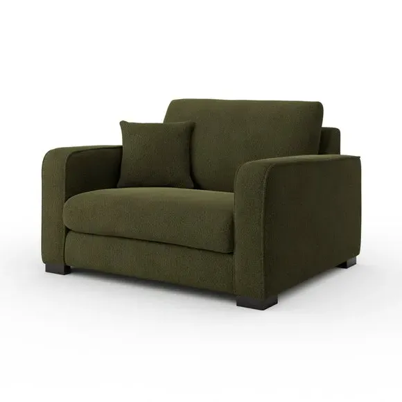 Snuggle Chair with Piped Detailing - Green, Boucle