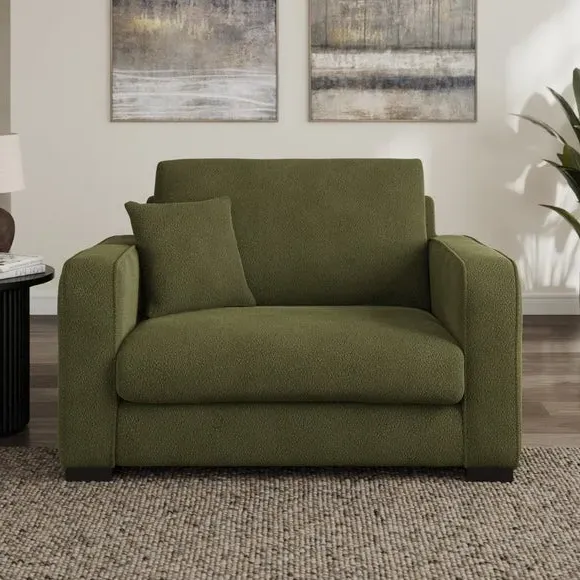 Snuggle Chair with Piped Detailing - Green, Boucle