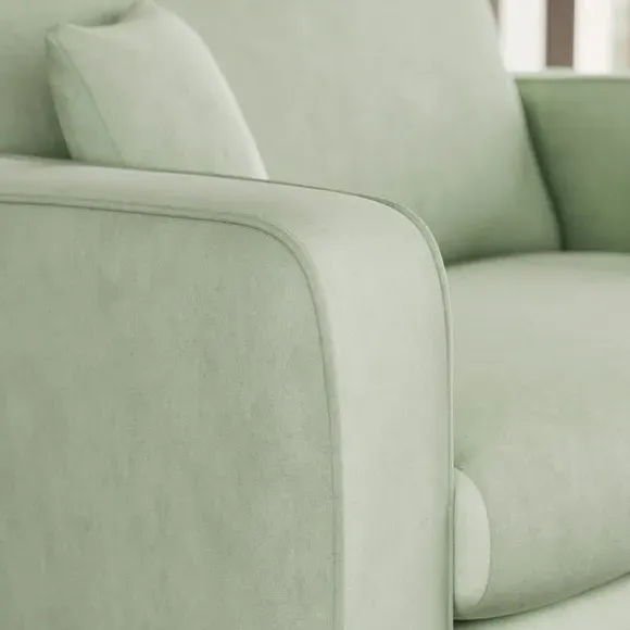 Snuggle Chair with Piped Detailing - Green, Velvet