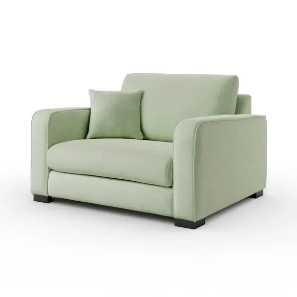 Snuggle Chair with Piped Detailing - Green, Velvet