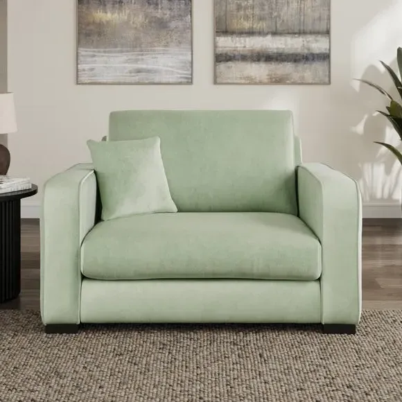 Snuggle Chair with Piped Detailing - Green, Velvet