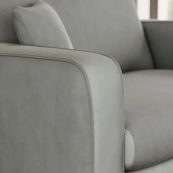 Snuggle Chair with Piped Detailing - Grey, Velvet