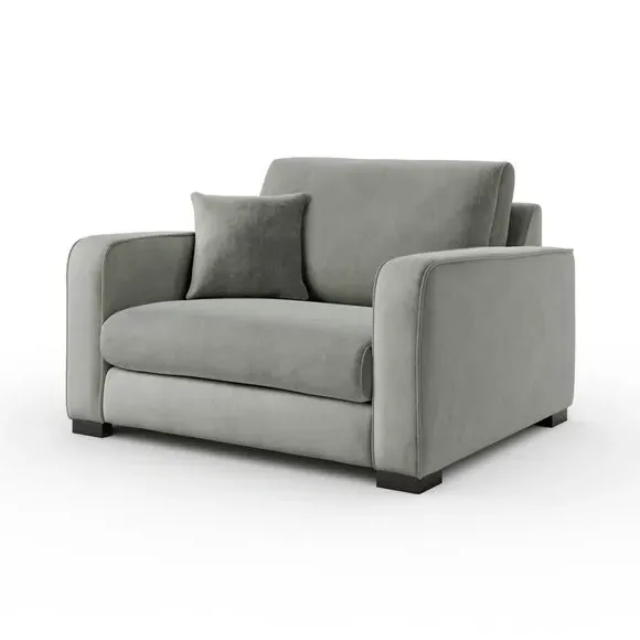 Snuggle Chair with Piped Detailing - Grey, Velvet