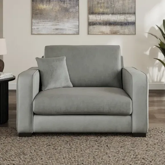 Snuggle Chair with Piped Detailing - Grey, Velvet