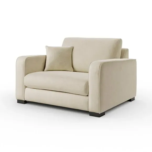 Snuggle Chair with Piped Detailing - Sand, Velvet