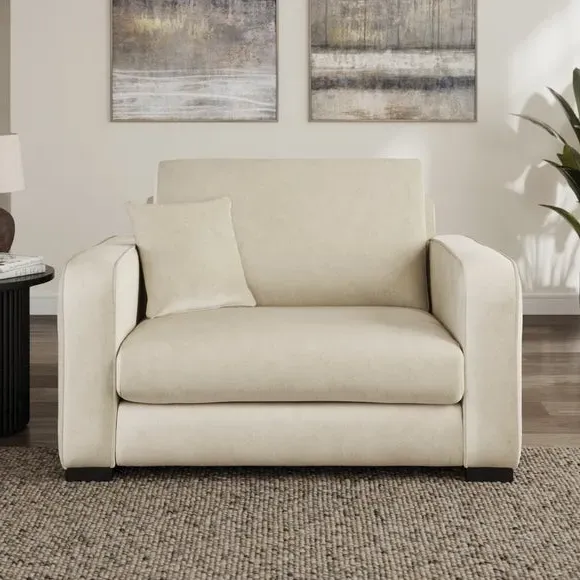 Snuggle Chair with Piped Detailing - Sand, Velvet