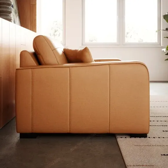 Snuggle Chair with Piped Detailing - Tan, Leather