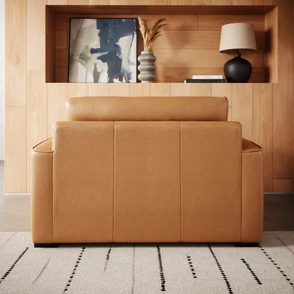 Snuggle Chair with Piped Detailing - Tan, Leather