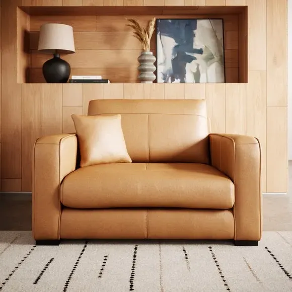 Snuggle Chair with Piped Detailing - Tan, Leather