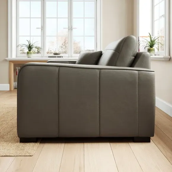 Snuggle Chair with Piped Edge - Grey, Leather