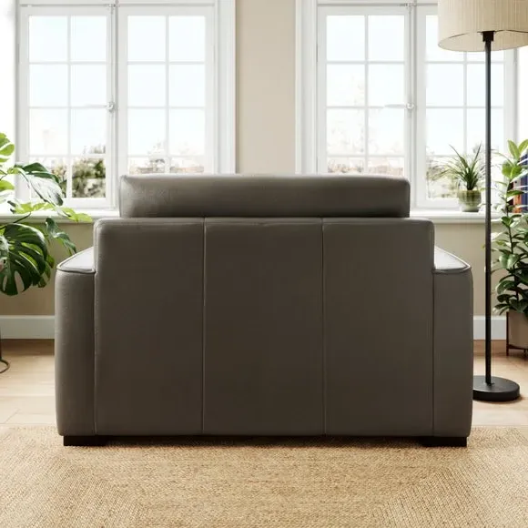Snuggle Chair with Piped Edge - Grey, Leather