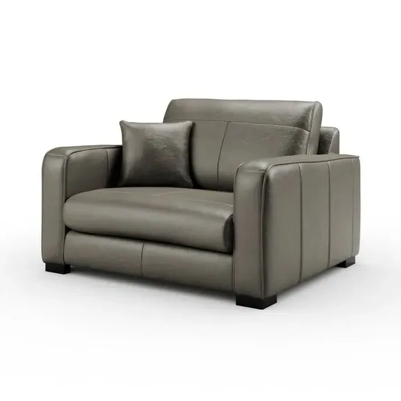 Snuggle Chair with Piped Edge - Grey, Leather