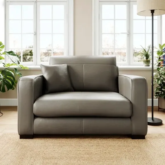 Snuggle Chair with Piped Edge - Grey, Leather image