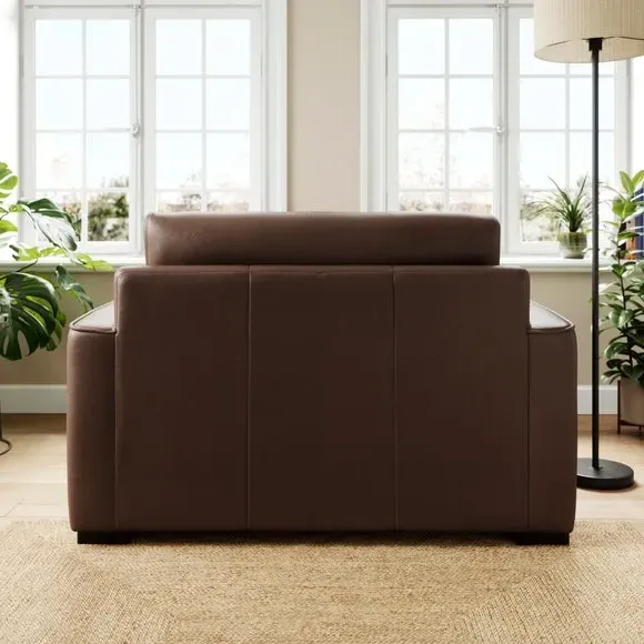 Snuggle Chair with Piped Edge - Mocha, Leather