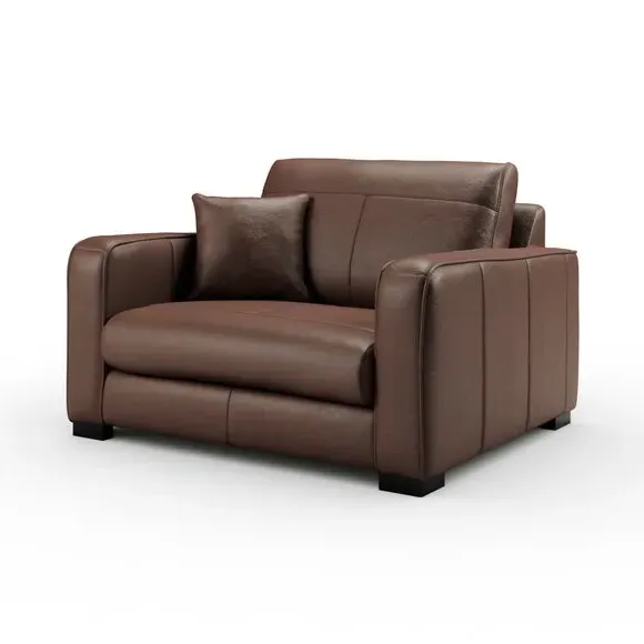 Snuggle Chair with Piped Edge - Mocha, Leather