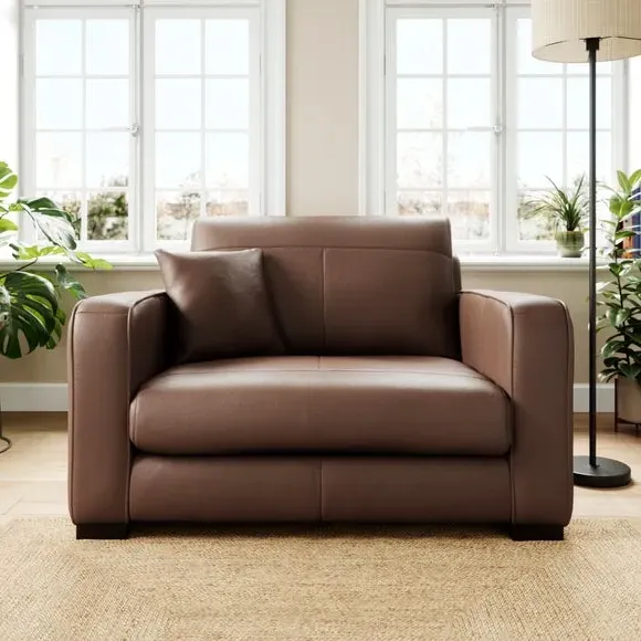Snuggle Chair with Piped Edge - Mocha, Leather