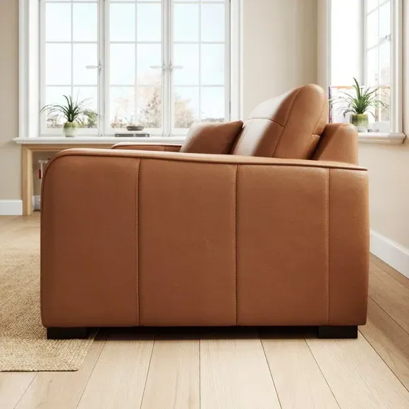 Snuggle Chair with Piped Edge - Tan, Leather