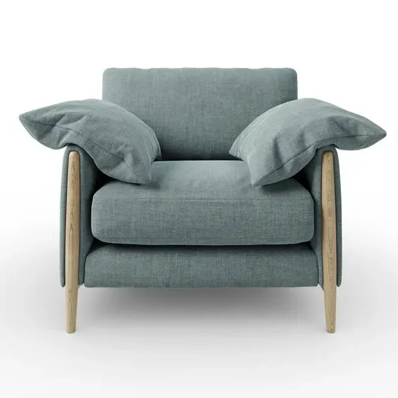 Snuggle Chair with Roll Arms - Aqua, Chenille