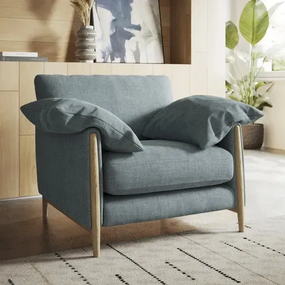 Snuggle Chair with Roll Arms - Aqua, Chenille image