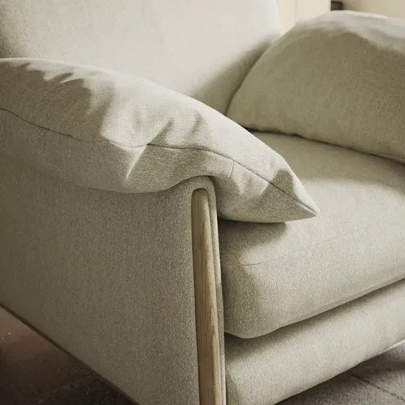 Snuggle Chair with Roll Arms - Ivory, Fabric