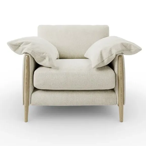 Snuggle Chair with Roll Arms - Ivory, Fabric