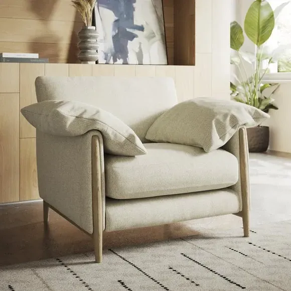 Snuggle Chair with Roll Arms - Ivory, Fabric image