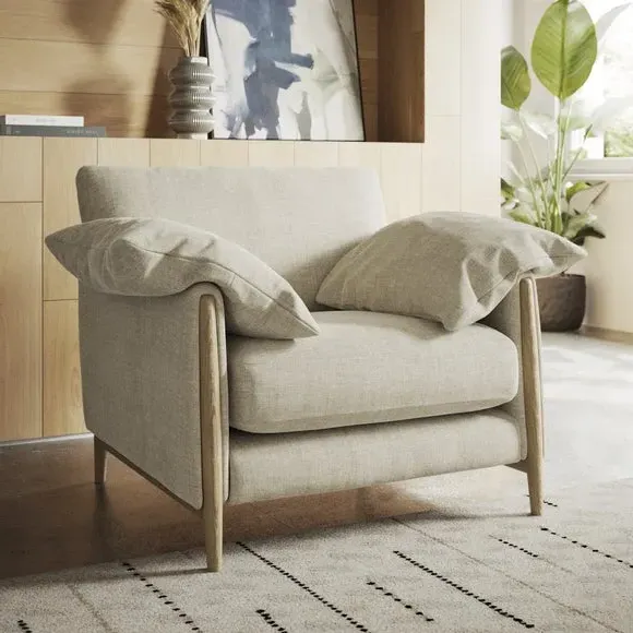 Snuggle Chair with Roll Arms - Natural, Chenille