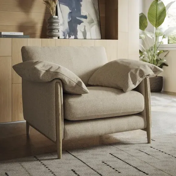Snuggle Chair with Roll Arms - Natural, Fabric