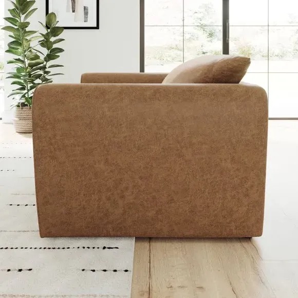 Snuggle Chair with Roll Arms - Tan, Faux Leather