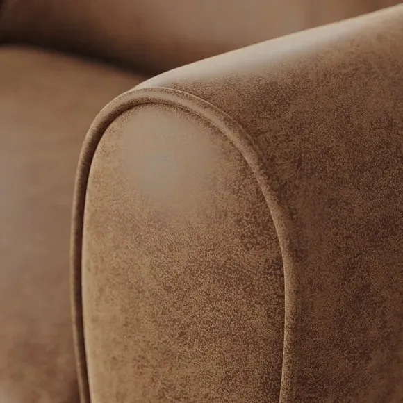 Snuggle Chair with Roll Arms - Tan, Faux Leather