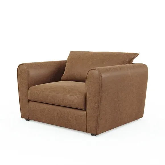 Snuggle Chair with Roll Arms - Tan, Faux Leather