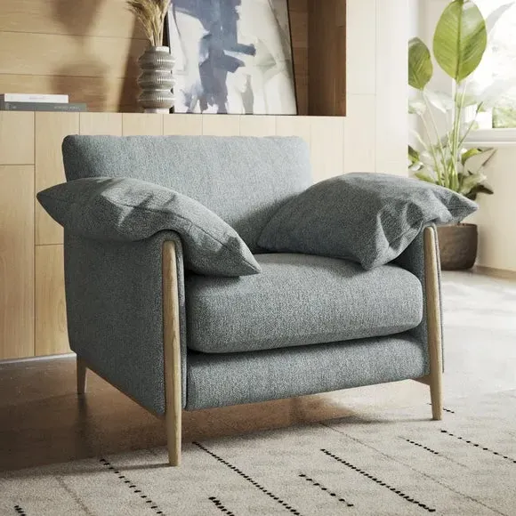 Snuggle Chair with Roll Arms - Teal, Fabric