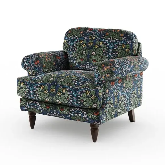 Snuggle Chair with Scroll Arms - Blackthorn, Velvet