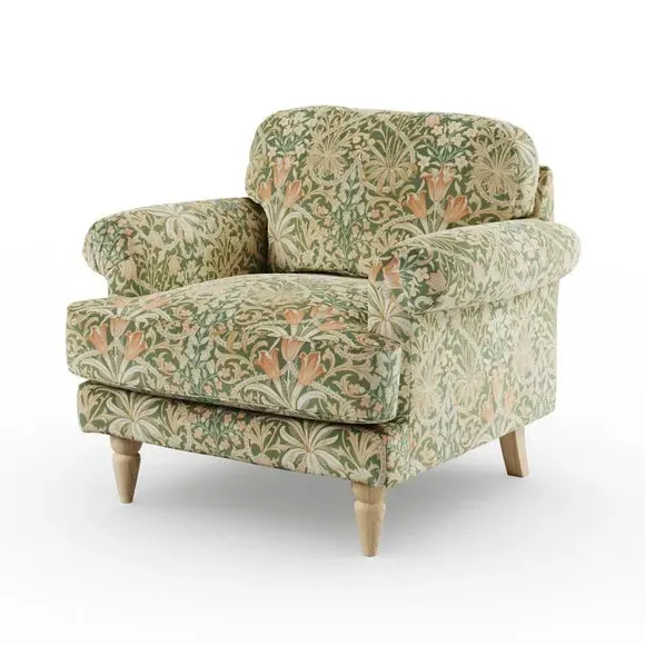 Snuggle Chair with Scroll Arms - Fennel, Velvet