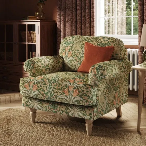 Snuggle Chair with Scroll Arms - Fennel, Velvet image
