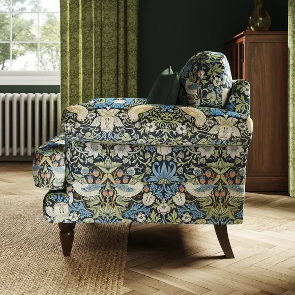 Snuggle Chair with Scroll Arms - Midnight, Velvet
