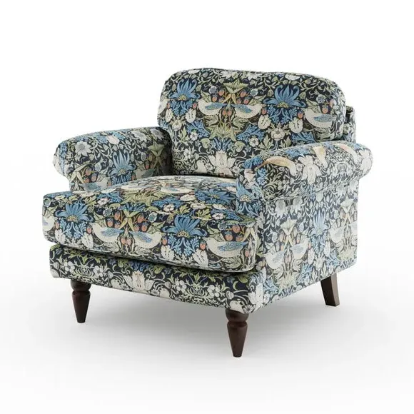 Snuggle Chair with Scroll Arms - Midnight, Velvet
