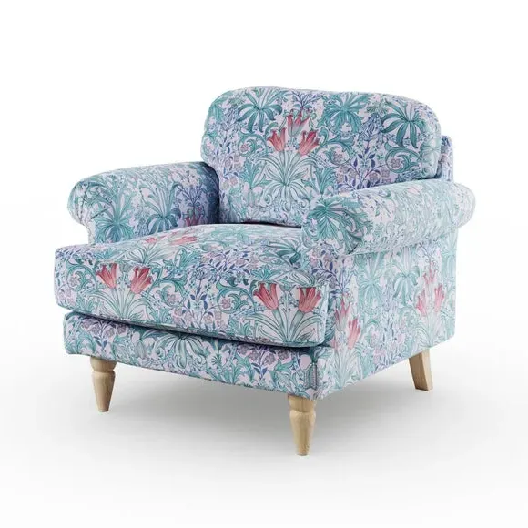Snuggle Chair with Scroll Arms - Peony, Velvet