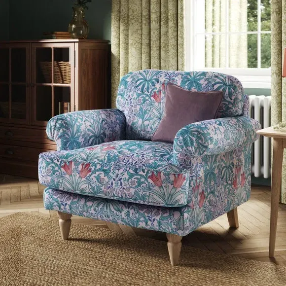Snuggle Chair with Scroll Arms - Peony, Velvet