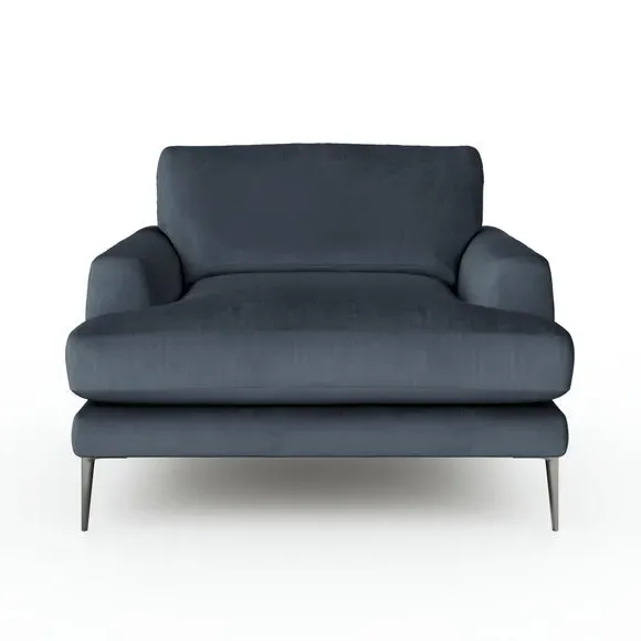 Snuggle Chair with Square Arms - Denim, Velvet