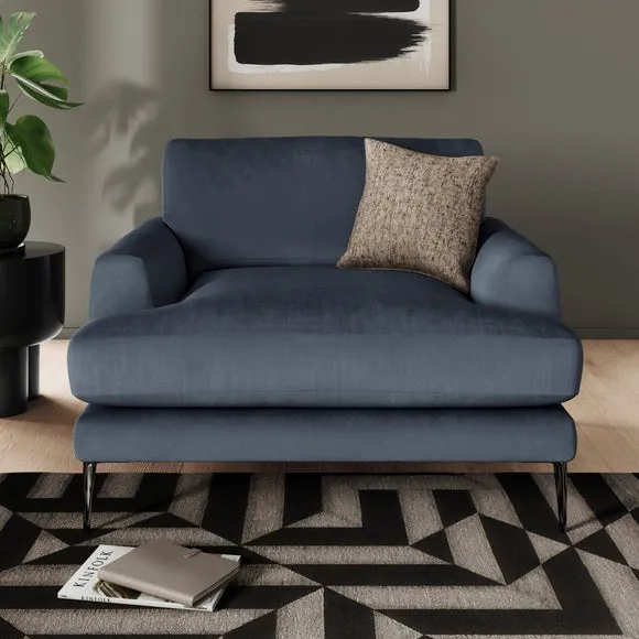 Snuggle Chair with Square Arms - Denim, Velvet image