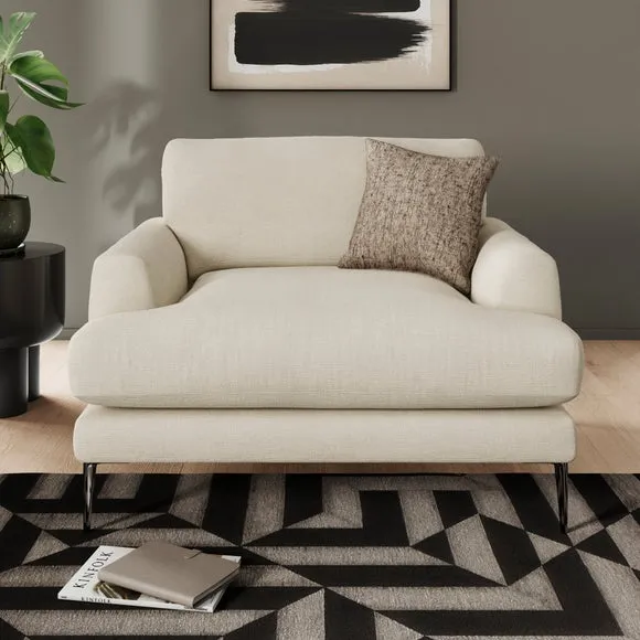 Snuggle Chair with Square Arms - Ivory, Fabric image