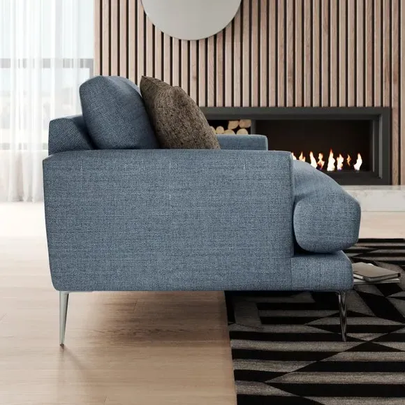Snuggle Chair with Square Arms - Navy, Fabric