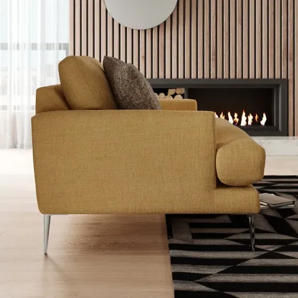 Snuggle Chair with Square Arms - Ochre, Fabric